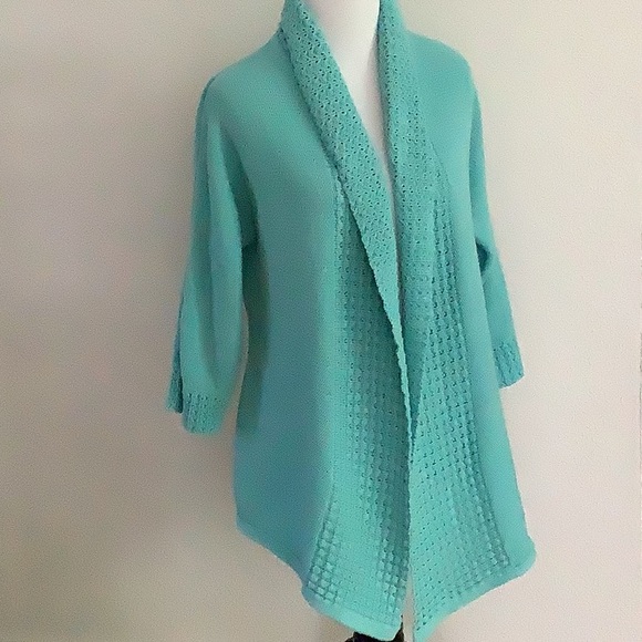 JM Collection Sweaters - JM Collection - SWEATER Size S Aqua - 100% Cotton